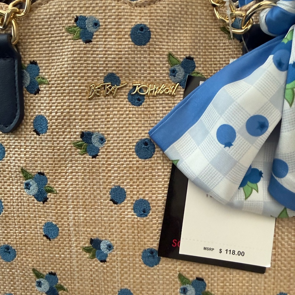 Betsey Johnson NWT Blueberry 🫐 Woven Bag with Scarf Twilley - Picture 2 of 4